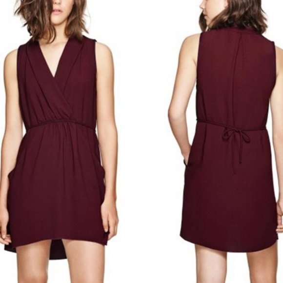 Aritzia Wilfred Sabine Sleeveless Dress Burgundy